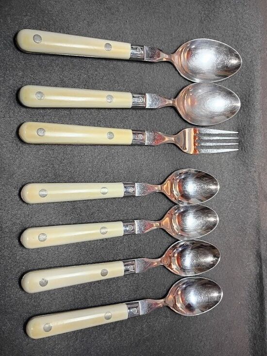 Mardi Gras Other - WF Mardi Gras Stainless Flatware Korea Ivory Handle 7pc Fork Spoon Set Vintage